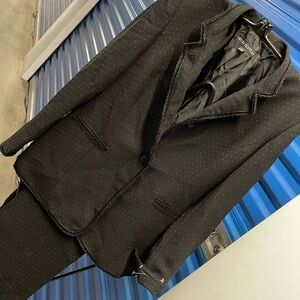 Nipon Boutique black suit with lace trim size 8 full pant leg